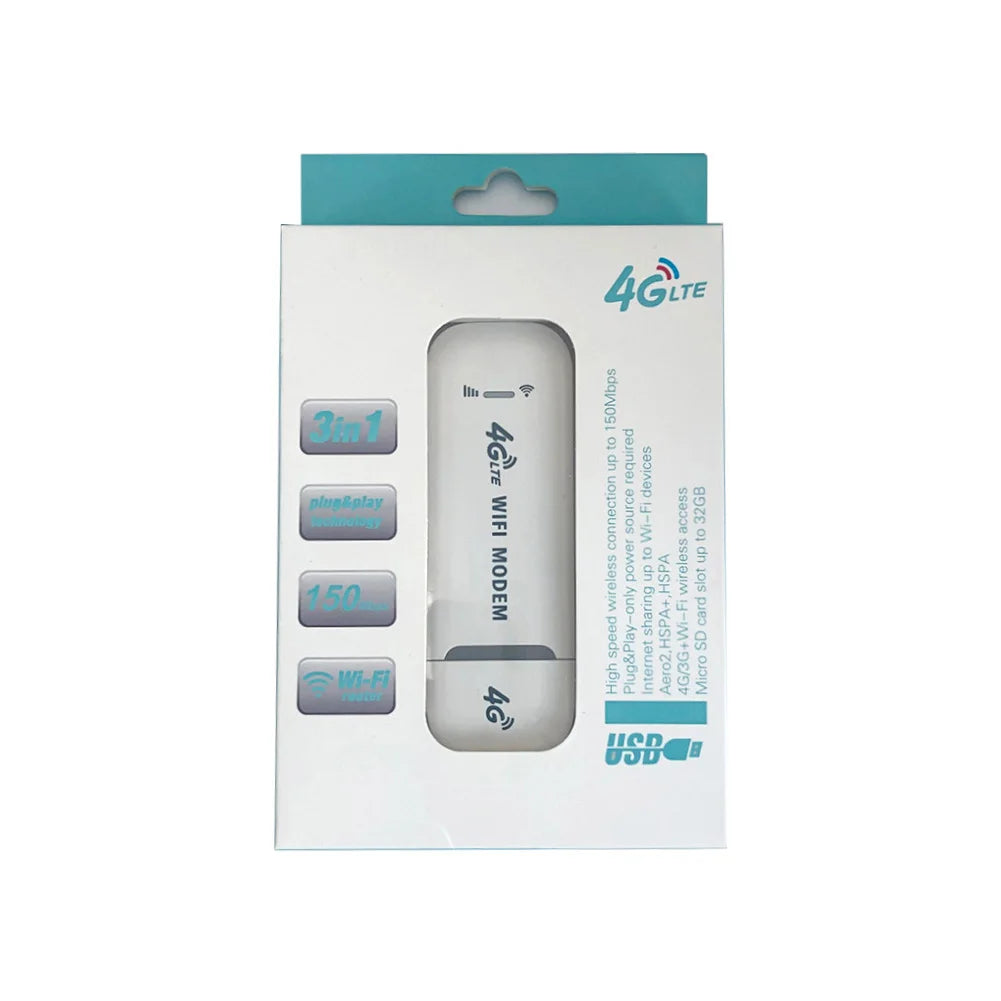 4G LTE Wireless USB Dongle Mobile Broadband 150Mbps Modem Stick Sim Card Wireless Router USB 150Mbps Modem Stick for Home Office