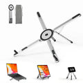 Viozon Portable Laptop Stand — Adjustable Aluminum Riser with Magnetic Phone Holder (10–16" Laptops, Silver)